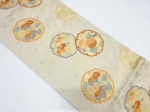 雪輪に桐唐草模様織り出し袋帯